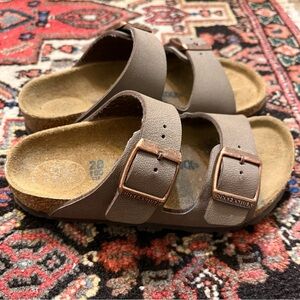 Birkenstock Arizona Kids Sz 28 (US 10-10.5) Mocha Birkibuc Sandals Brown Slip On